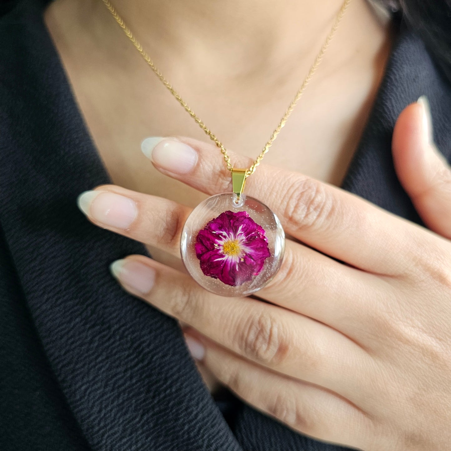 Velvet Bloom Resin Necklace