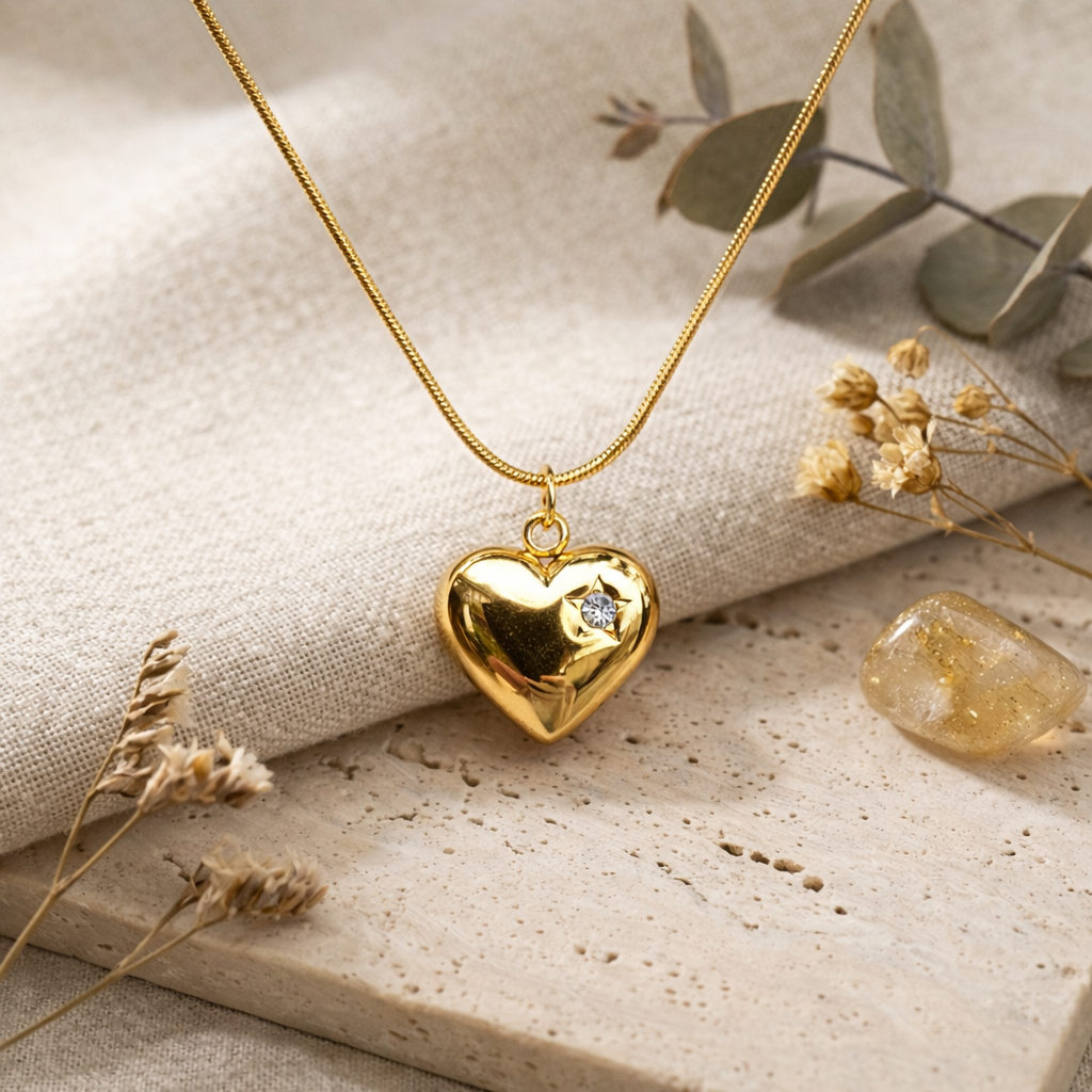 Dainty anti-tarnish necklace with gold chain, waterproof minimal jewelry