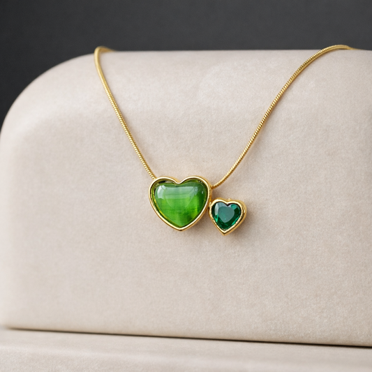 heart pendant necklace with gold anti-tarnish chain, minimal waterproof jewelry for everyday wear