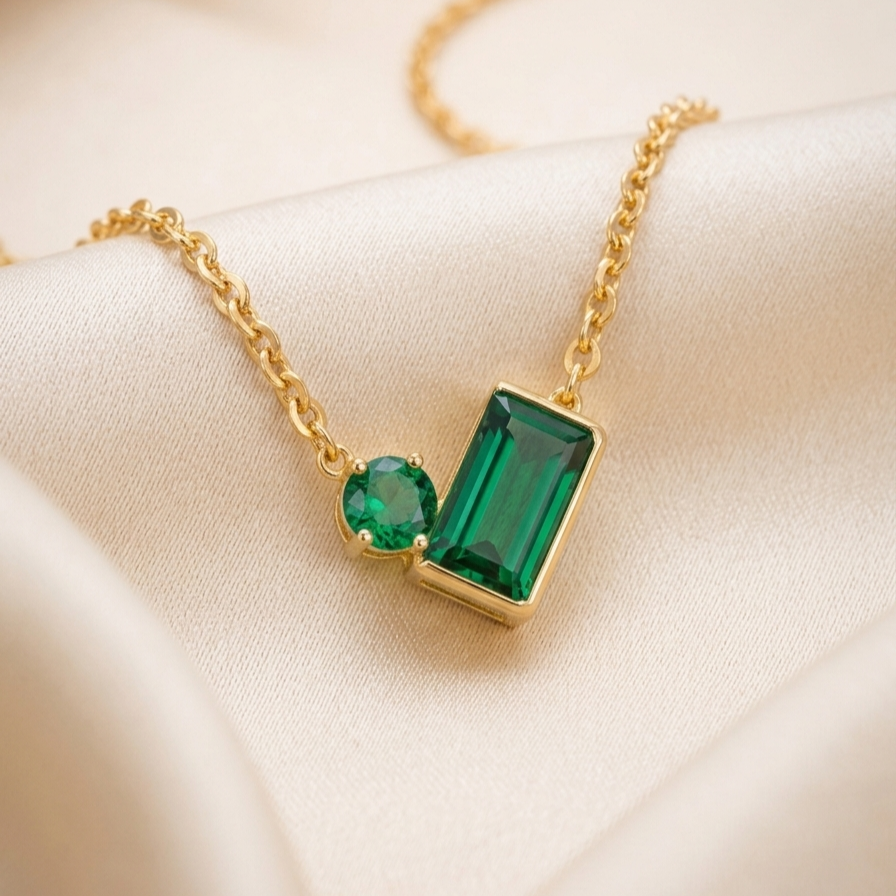 minimal anti-tarnish emerald necklace for everyday wear and lightweight 