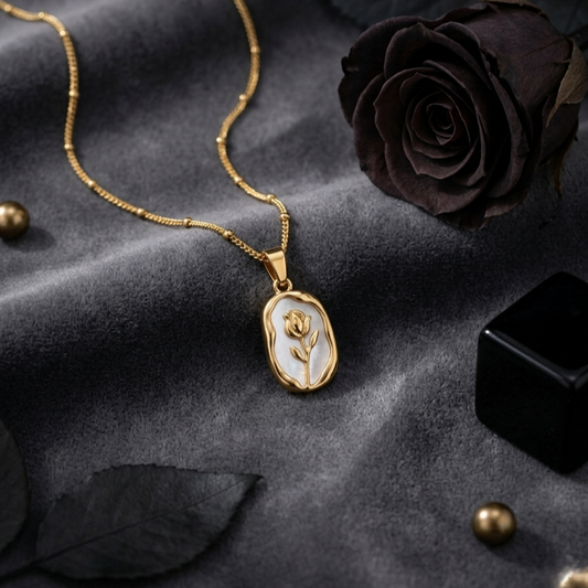 Detailed view of dainty necklace with fine chain and elegant pendant, anti-tarnish jewelry for everyday and office wear